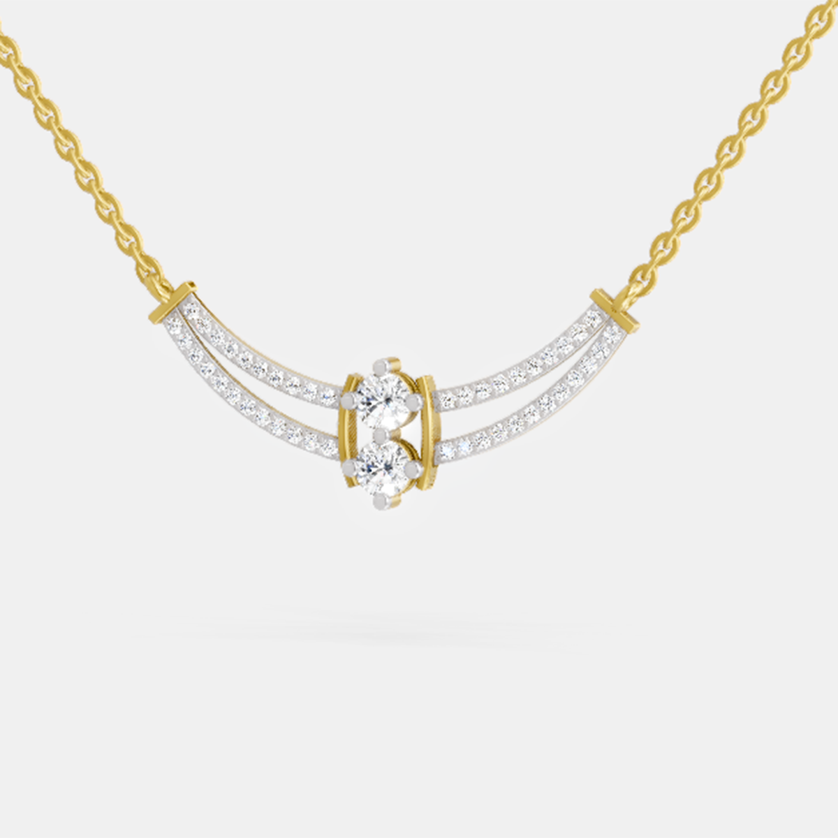 0.58 ct Round Double Row Pendant Necklace | 14K Yellow Gold