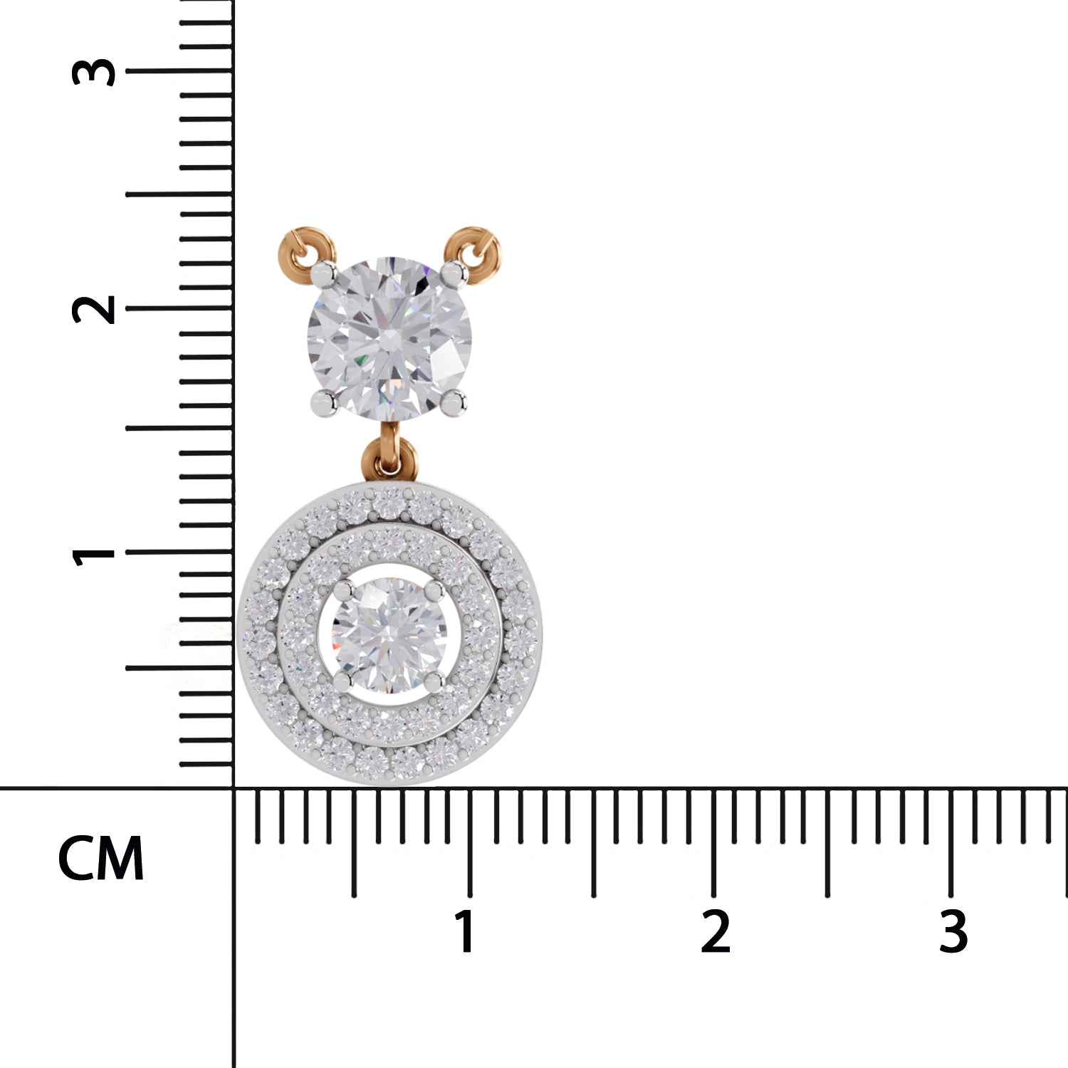 1.71 Ct Round Shape Halo Diamond Drop Necklace | 14K Yellow Gold