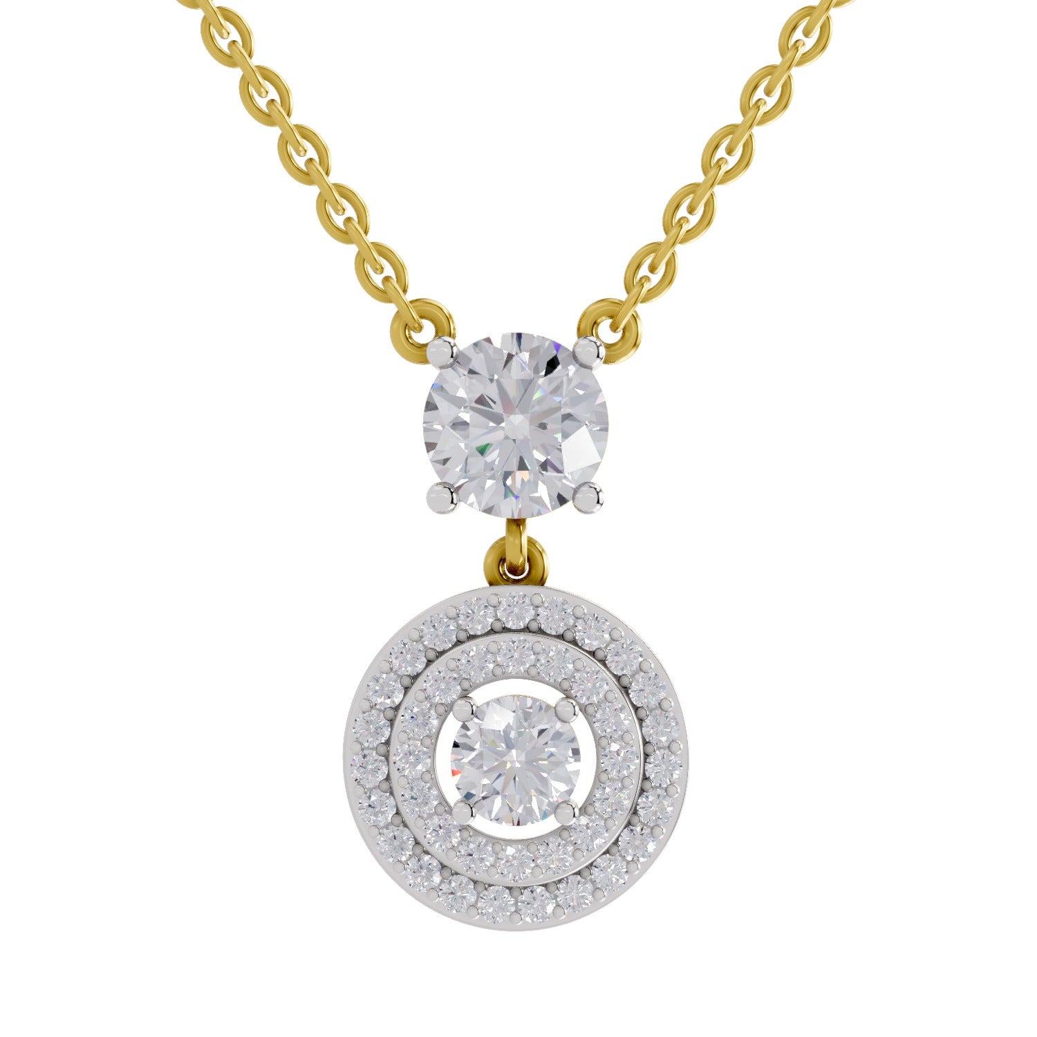 1.71 Ct Halo Diamond Drop Necklace in 14K
