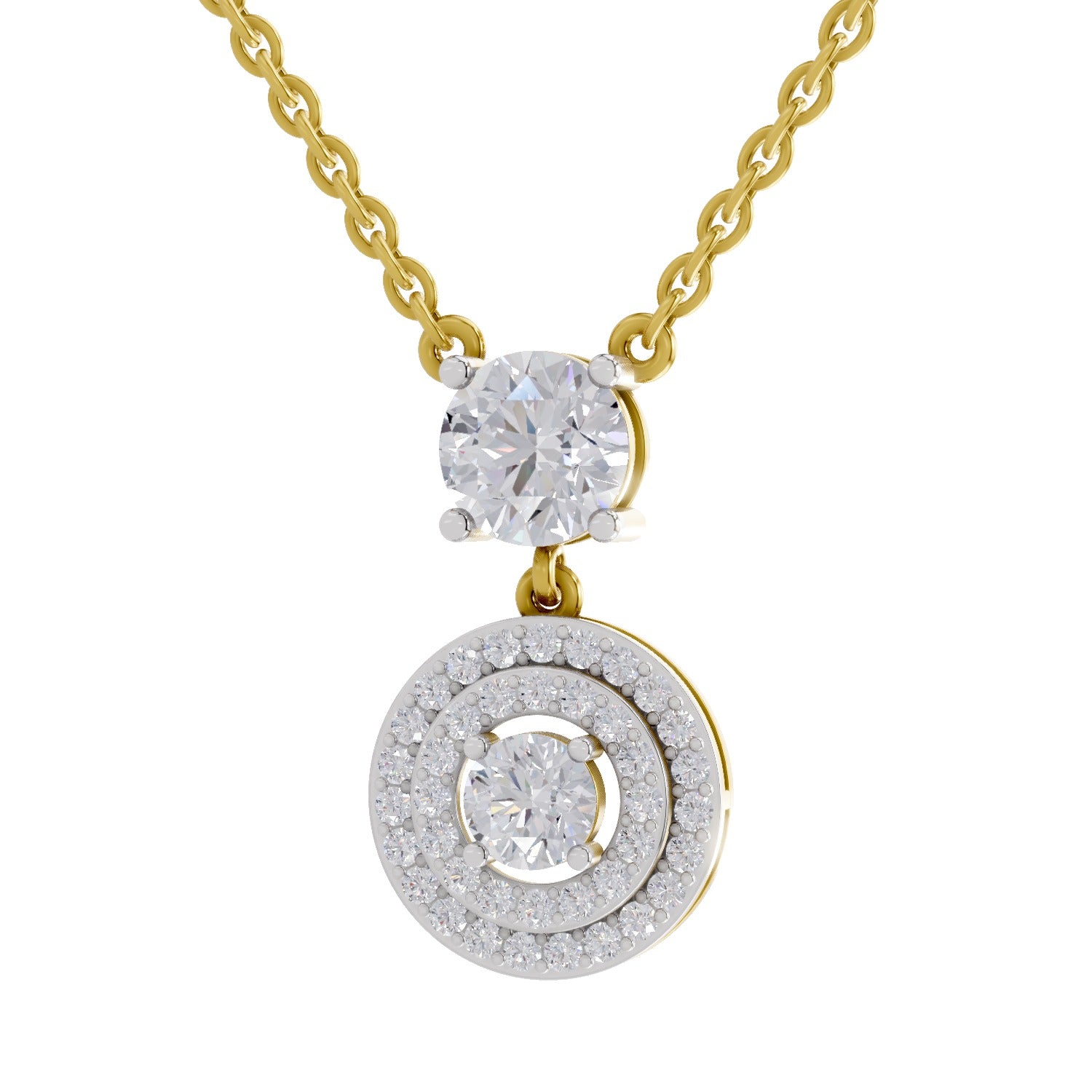 1.71 Ct Halo Diamond Drop Necklace in 14K