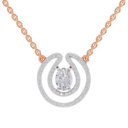 1.03 Ct Oval & Round Shape Halo Diamond Necklace | 14K Rose Gold