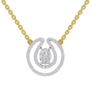 1.03 Ct Oval & Round Shape Halo Diamond Necklace | 14K Yellow Gold