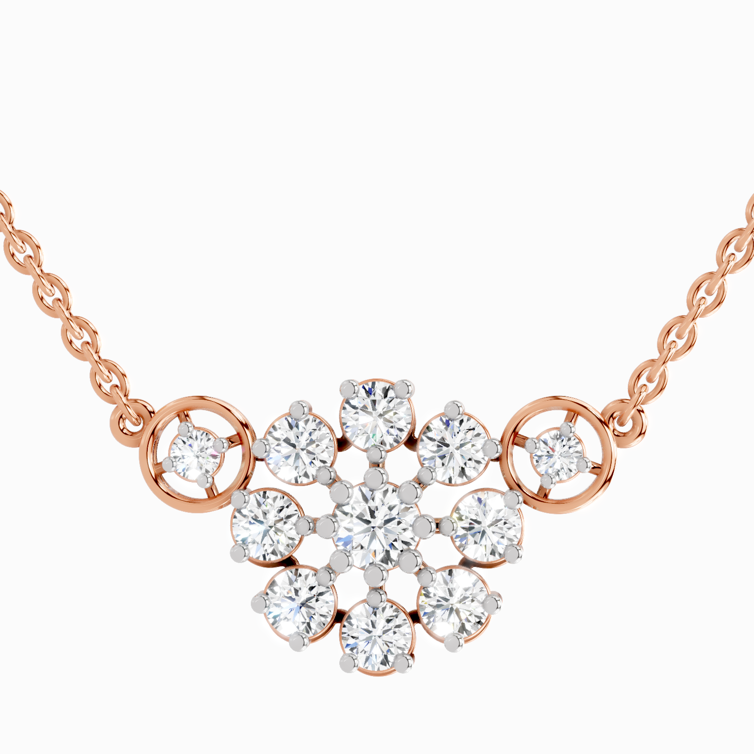 1.35 Carat Flower Pendant Necklace in 14K