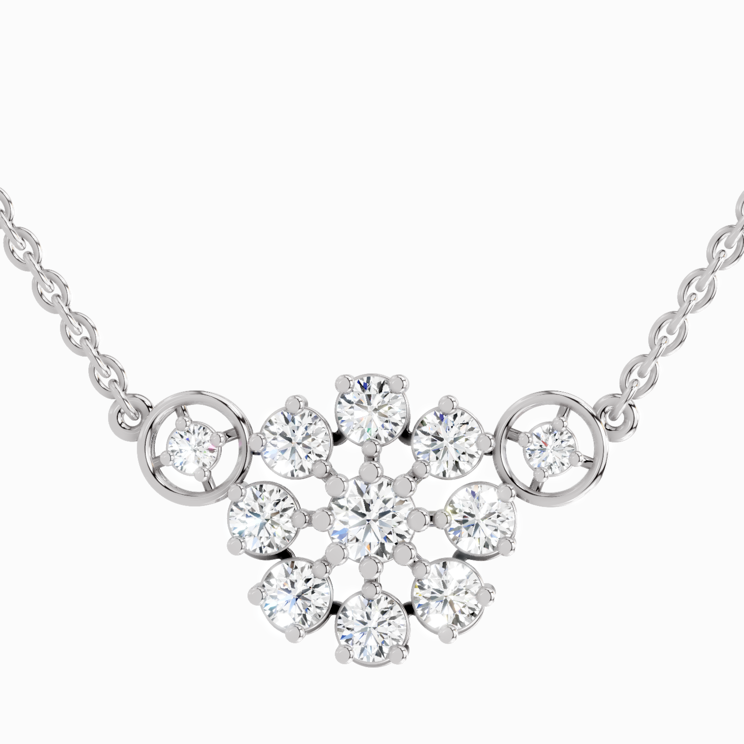 1.35 Carat Flower Pendant Necklace in 14K