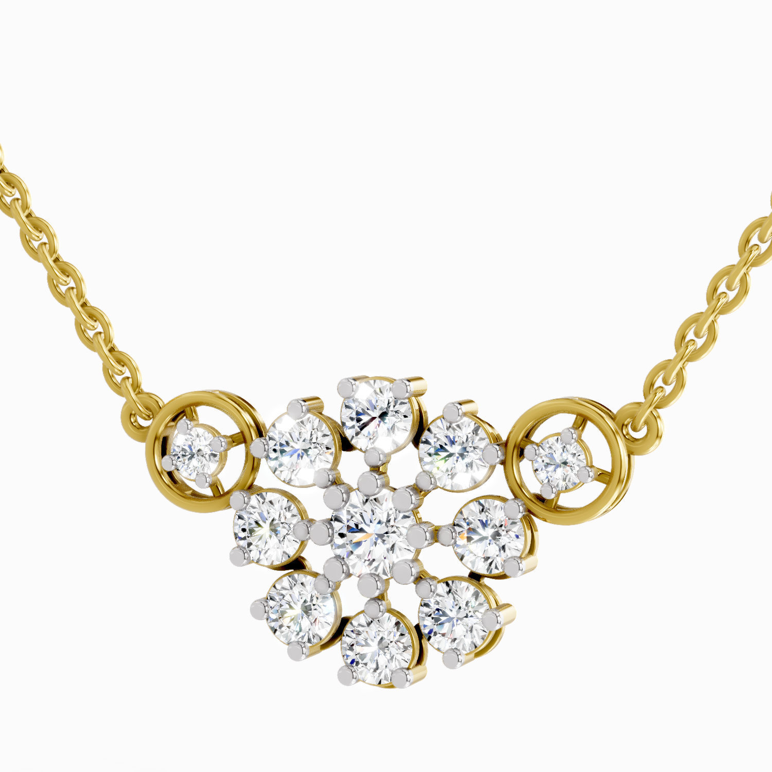 1.35 Carat Flower Pendant Necklace in 14K