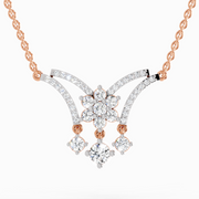 1.35 ct Round Butterfly Pendant Necklace | 14K Rose Gold