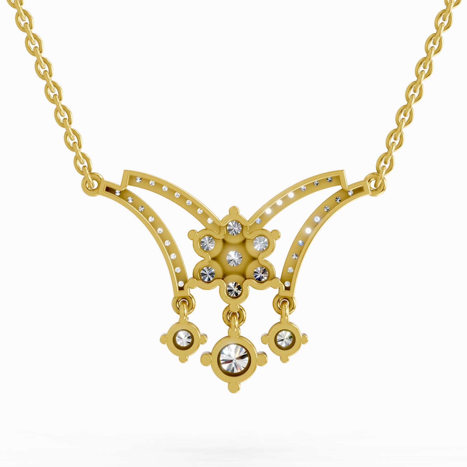 1.35 ct Round Butterfly Pendant Necklace | 14K Yellow Gold