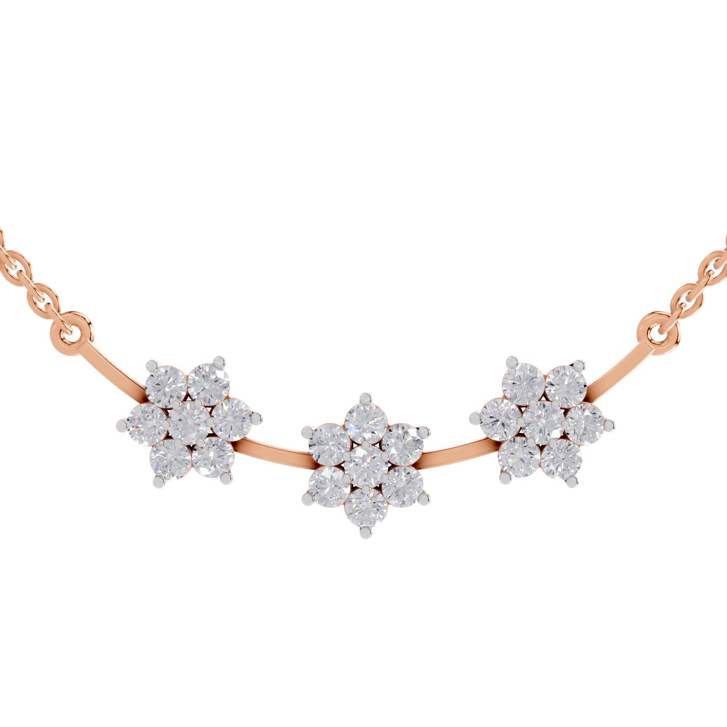 0.92 Ct Floral Diamond Necklace in 14K