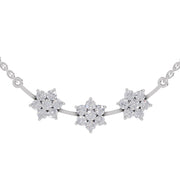 0.92 Ct Round Shape Floral Diamond Necklace | 14K White Gold