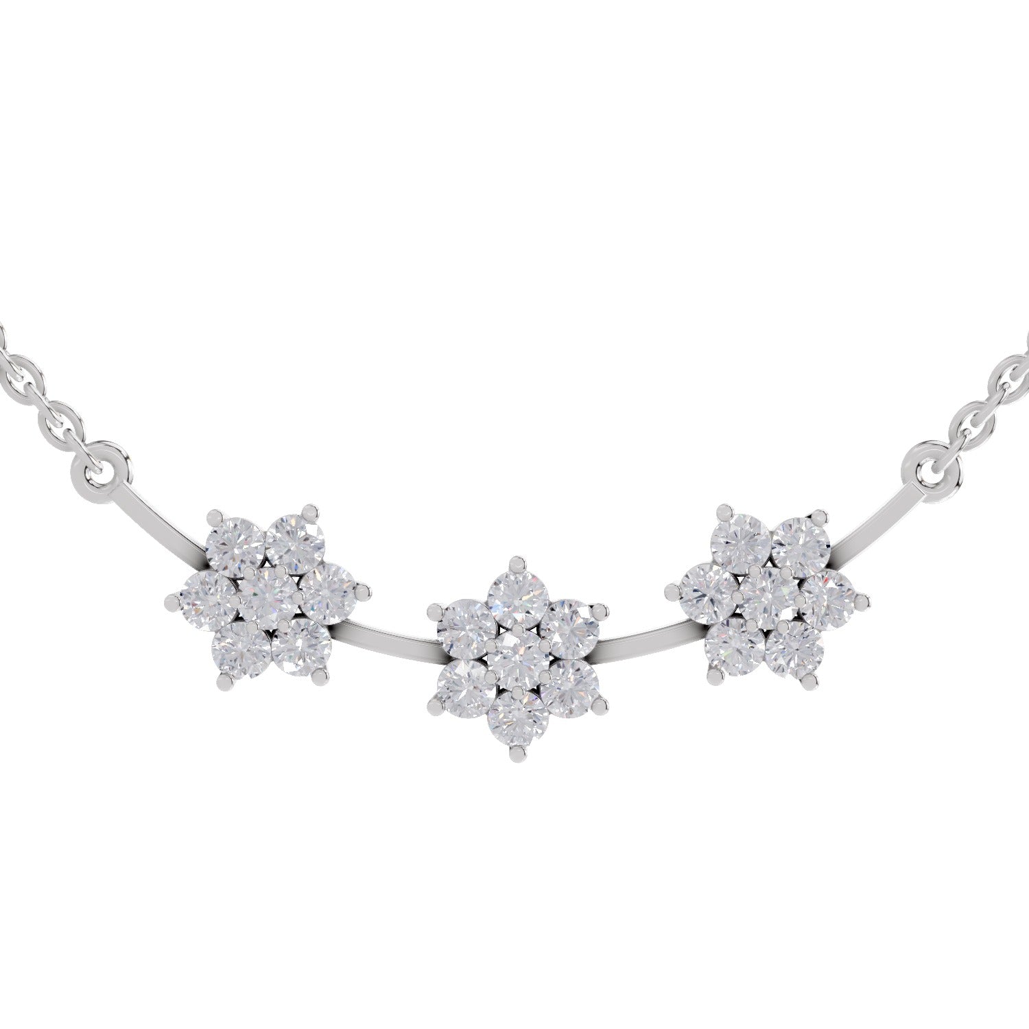 0.92 Ct Floral Diamond Necklace in 14K