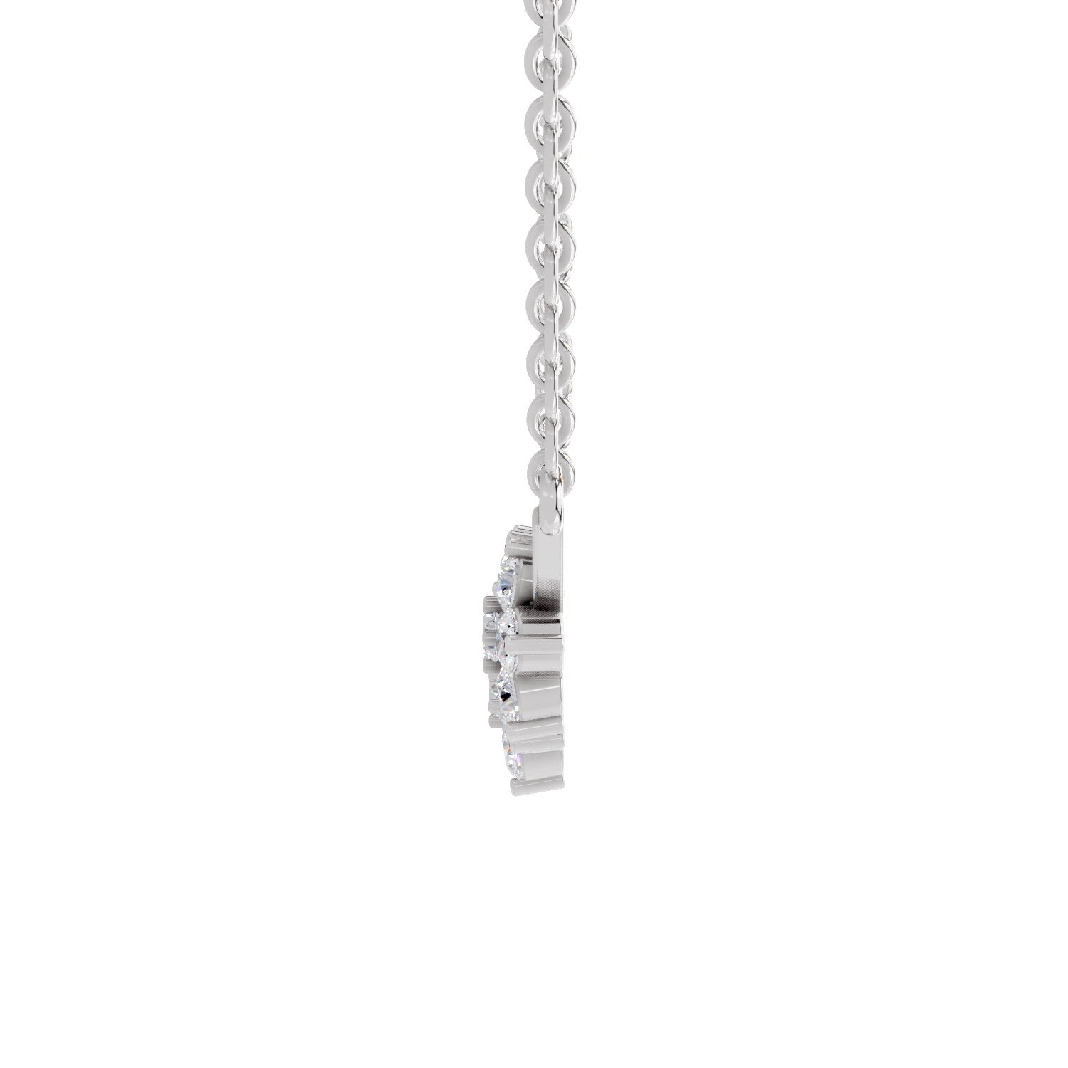 0.92 Ct Round Shape Floral Diamond Necklace | 14K White Gold