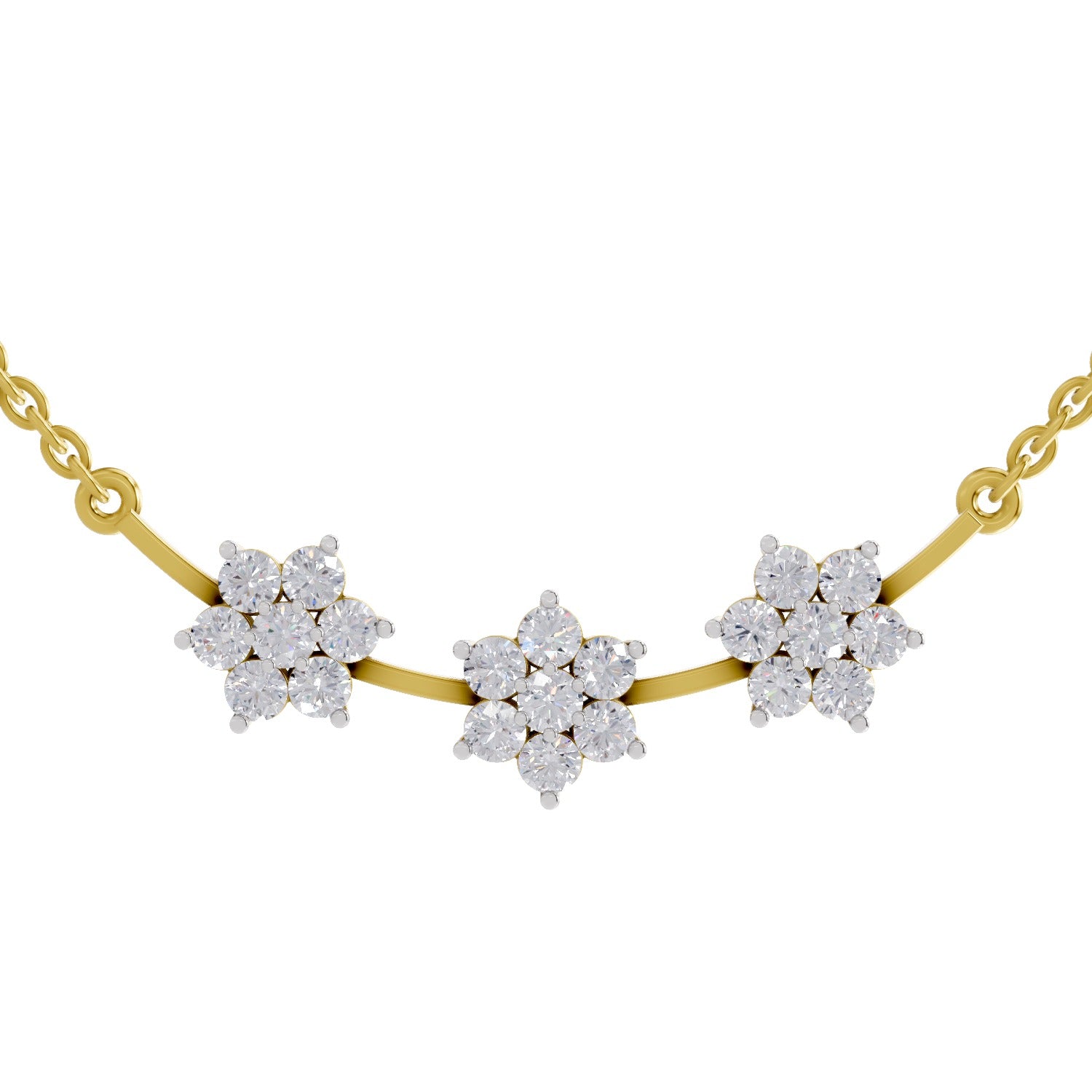 0.92 Ct Floral Diamond Necklace in 14K