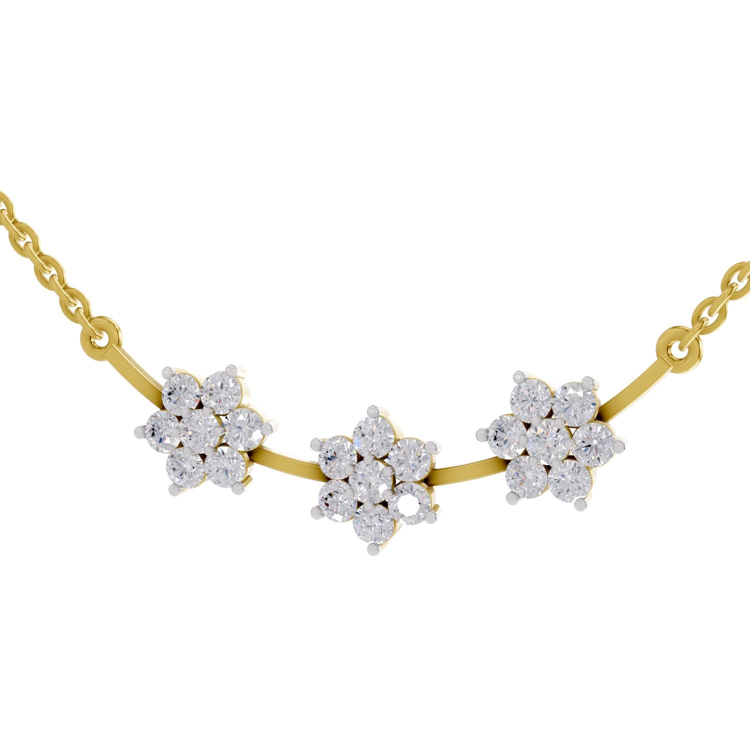 0.92 Ct Floral Diamond Necklace in 14K