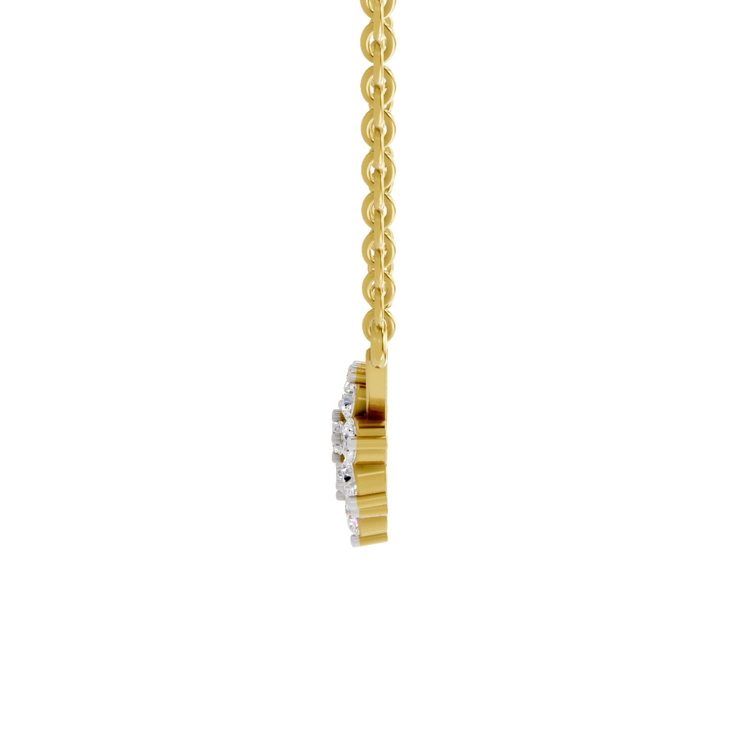 0.92 Ct Round Shape Floral Diamond Necklace | 14K Yellow Gold