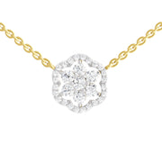 0.98 Carat Round Floral Necklace | 14K Yellow Gold