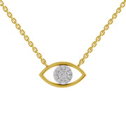 0.25 Ct Round Shape | 925 Sterling Silver Gold Plated Evil Eye Pendant Necklace