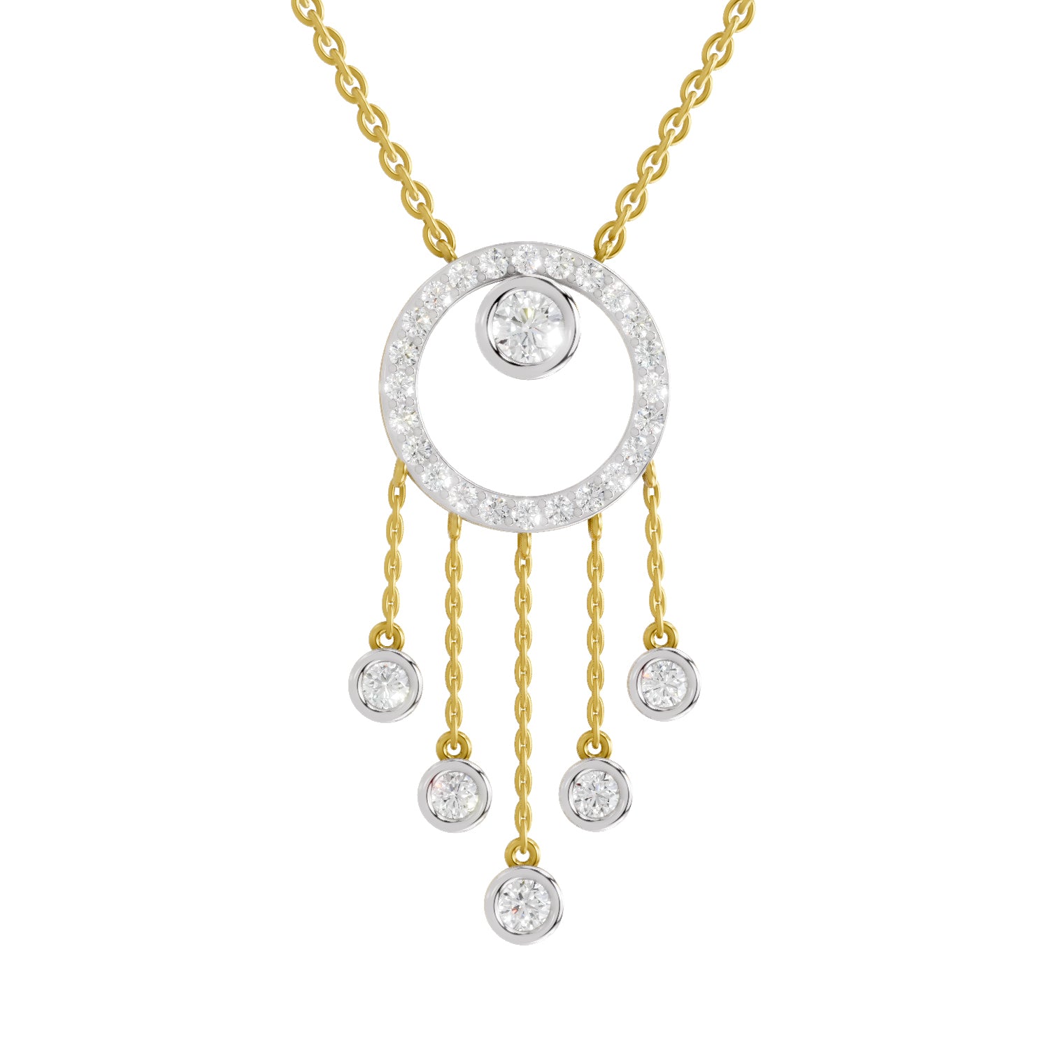 1.49 Carat | 925 Sterling Silver Yellow Gold Plated Dream Catcher Necklace