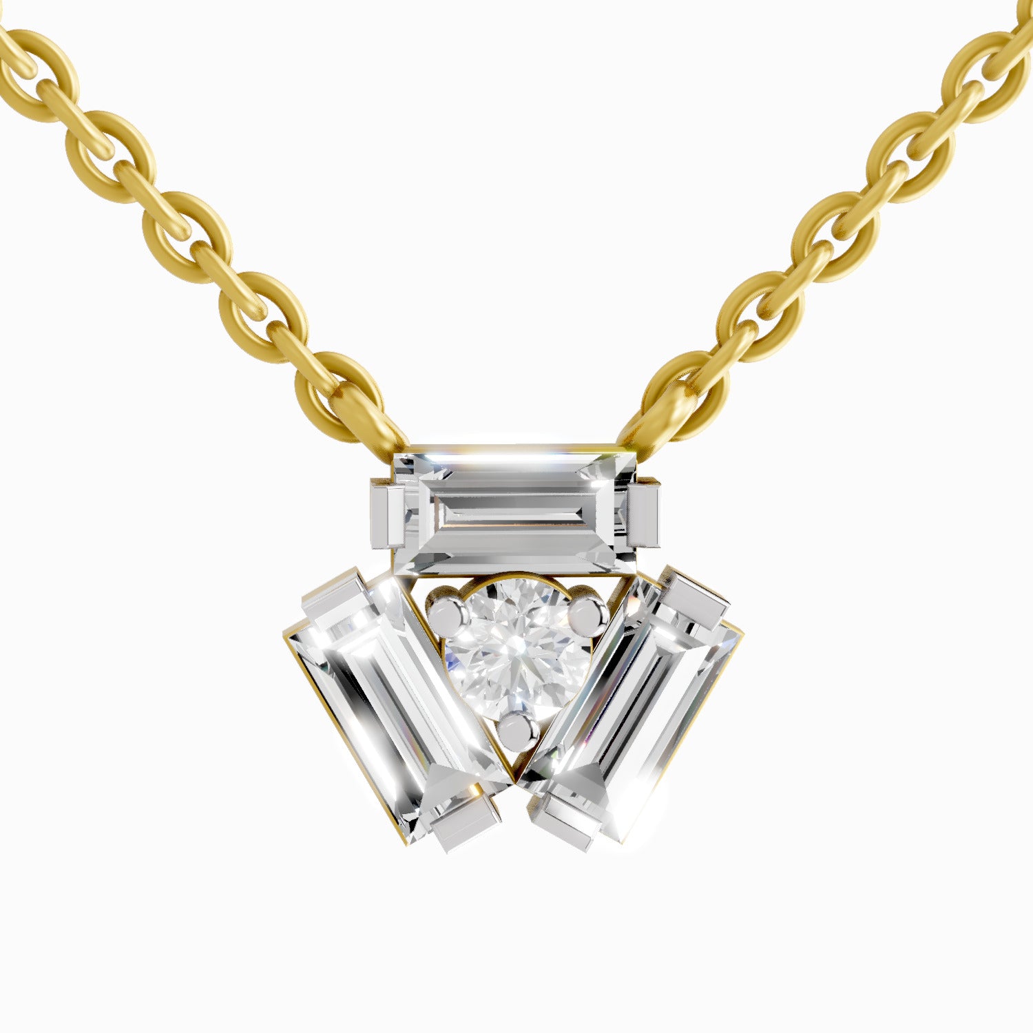 0.44 Carat | 925 Sterling Silver Yellow Gold Plated Fashion Necklace