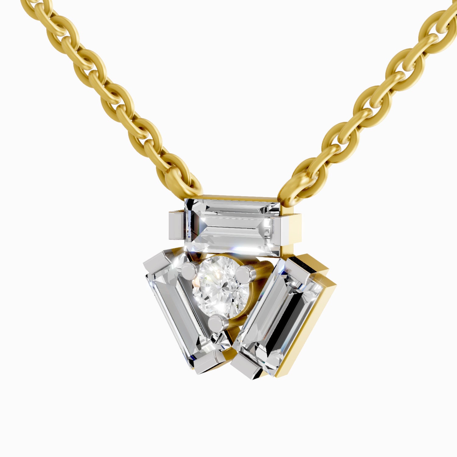 0.44 Carat | 925 Sterling Silver Yellow Gold Plated Fashion Necklace