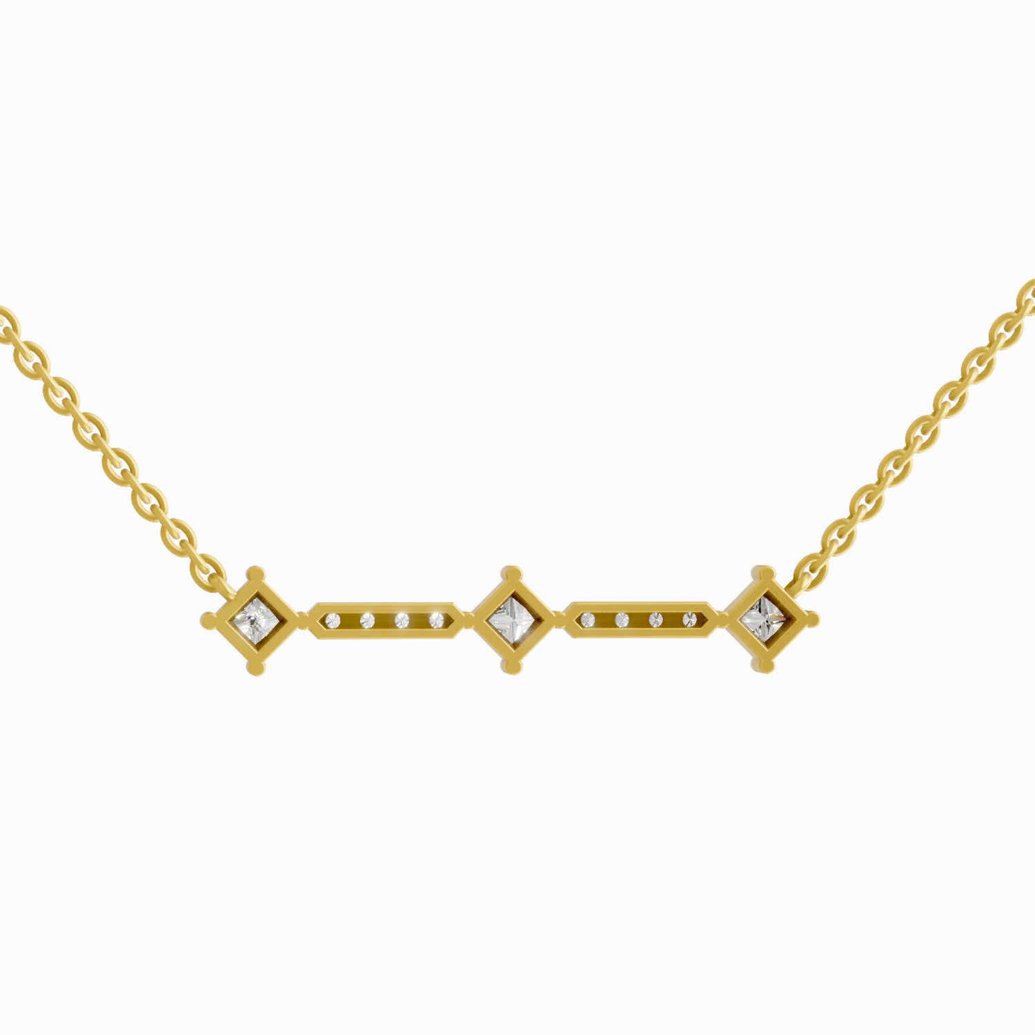 0.2 Carat | 925 Sterling Silver Yellow Gold Plated Fashion Necklace