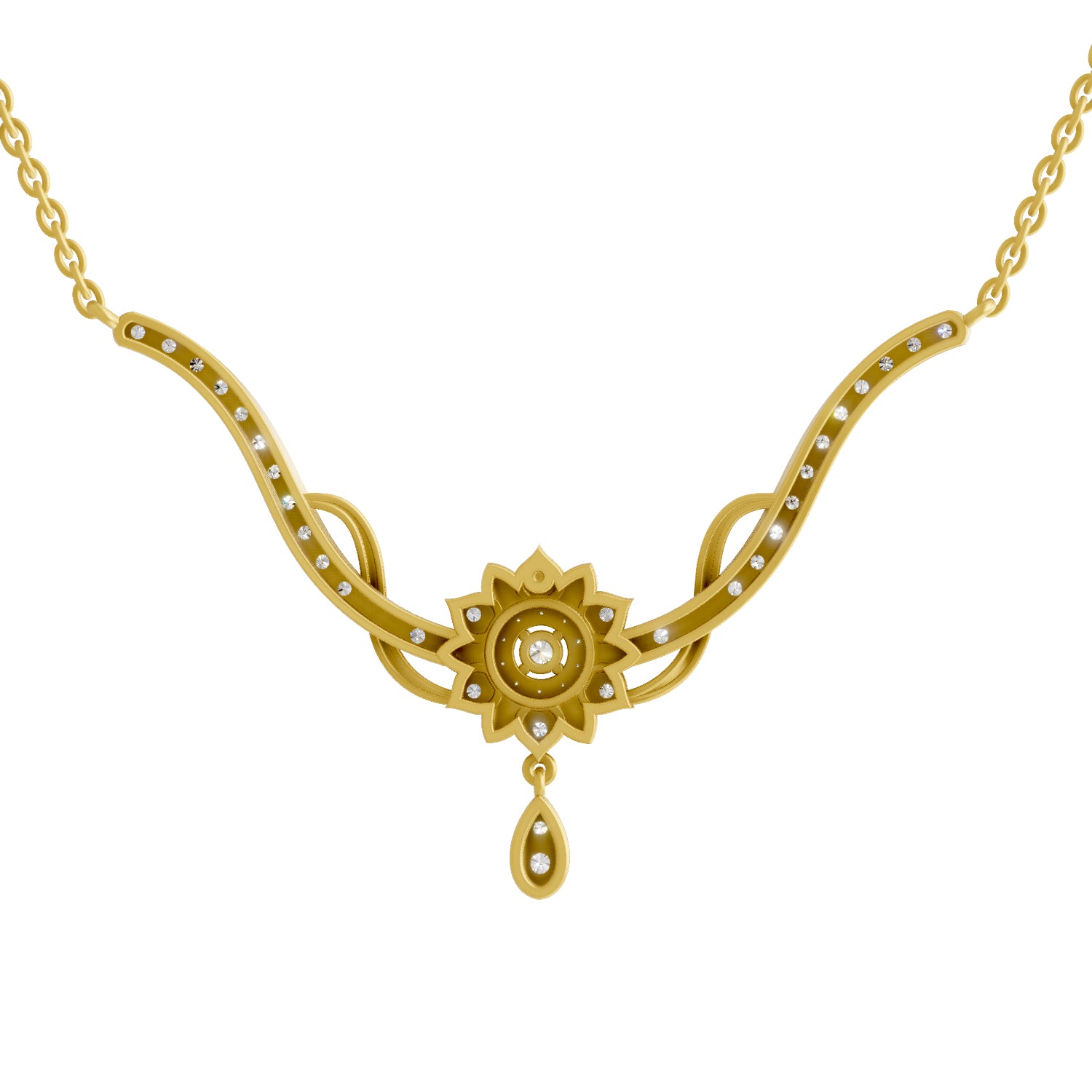 1.06 Carat | 925 Sterling Silver Yellow Gold Plated Lotus Necklace
