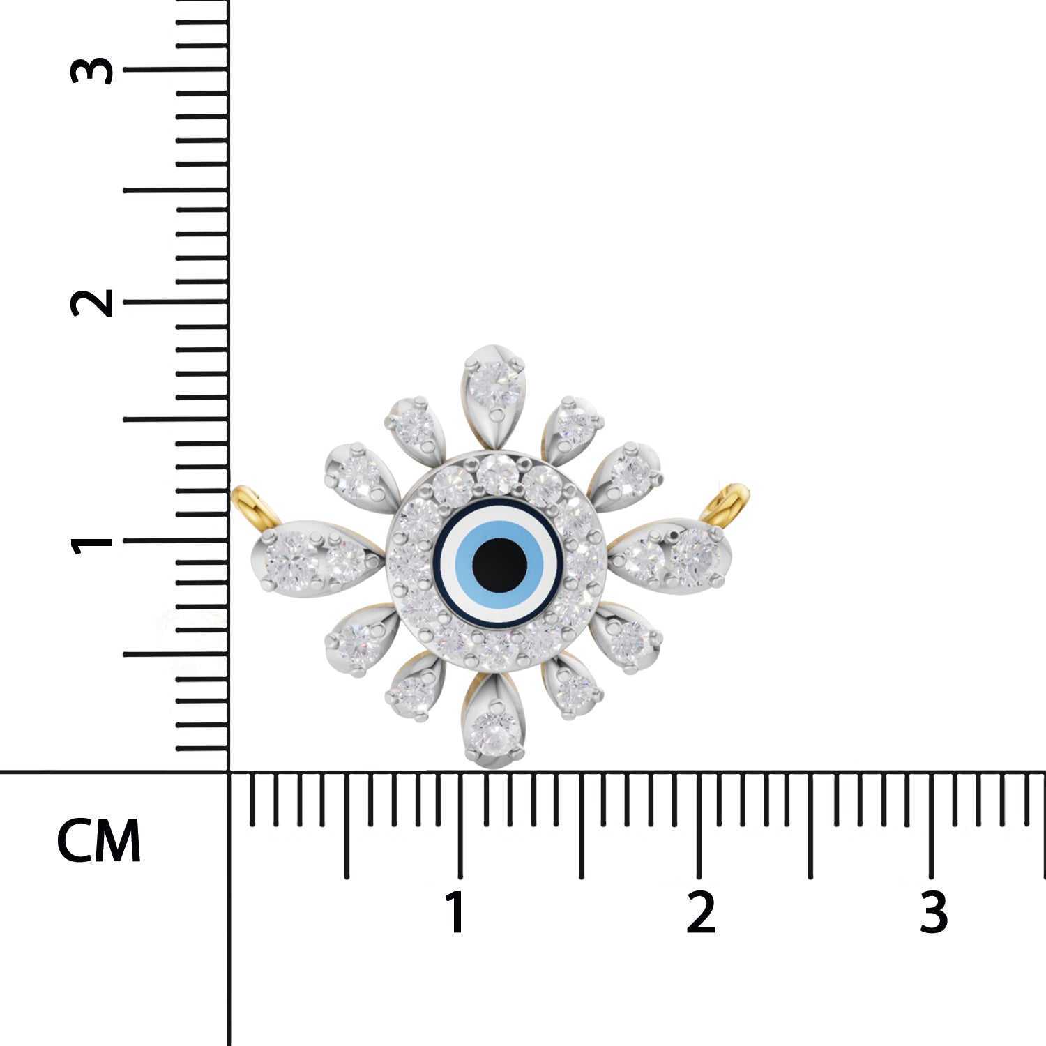 0.52 Carat | 925 Sterling Silver Yellow Gold Plated Evil Eye Necklace