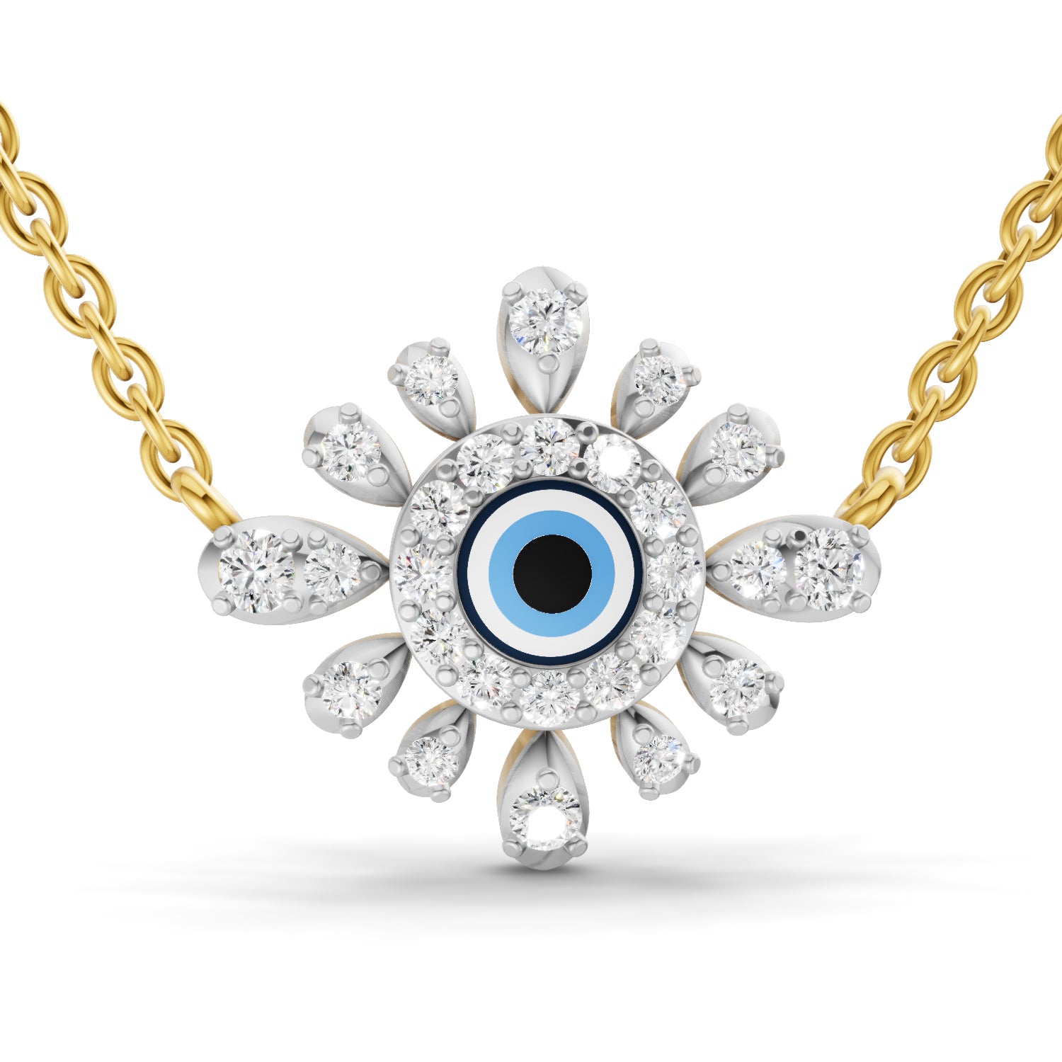 0.52 Carat | 925 Sterling Silver Yellow Gold Plated Evil Eye Necklace