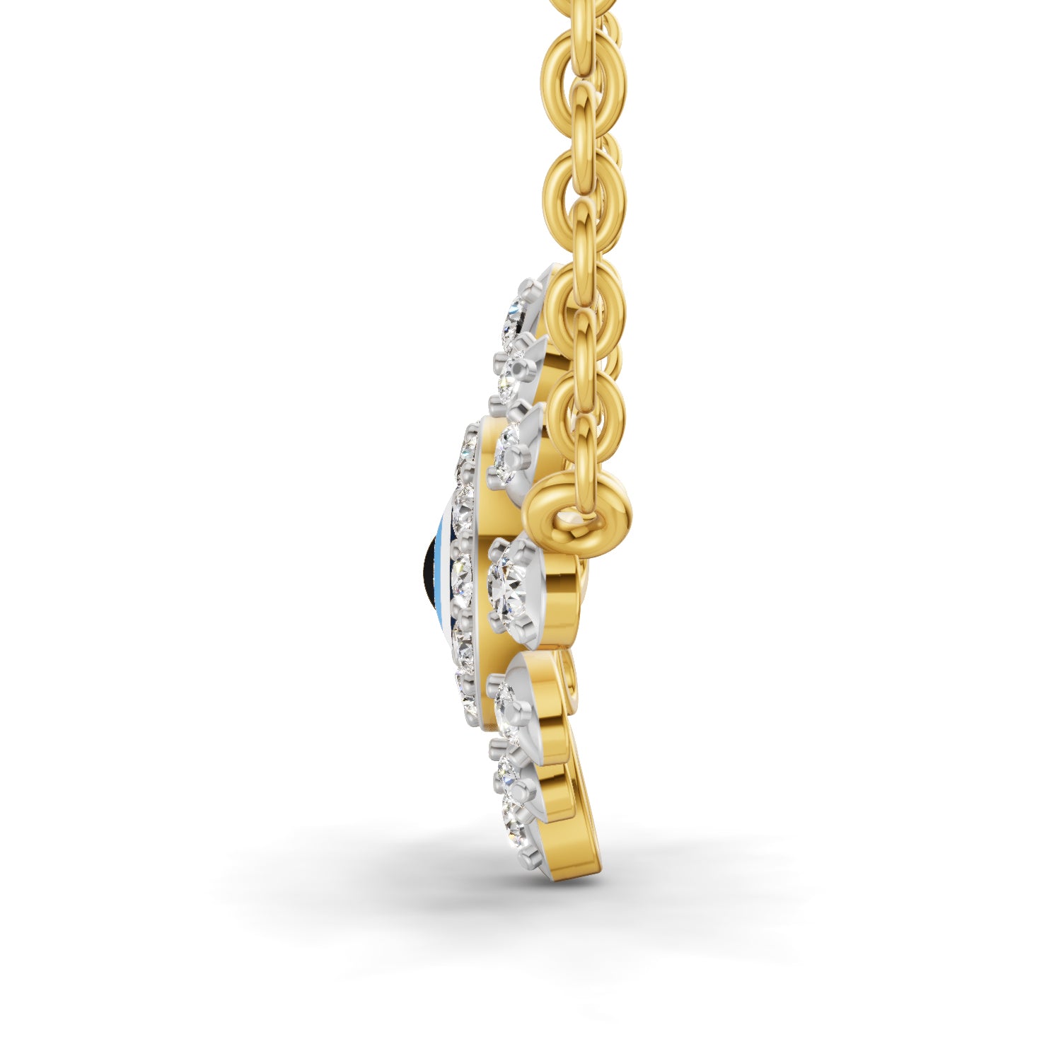 0.52 Carat | 925 Sterling Silver Yellow Gold Plated Evil Eye Necklace