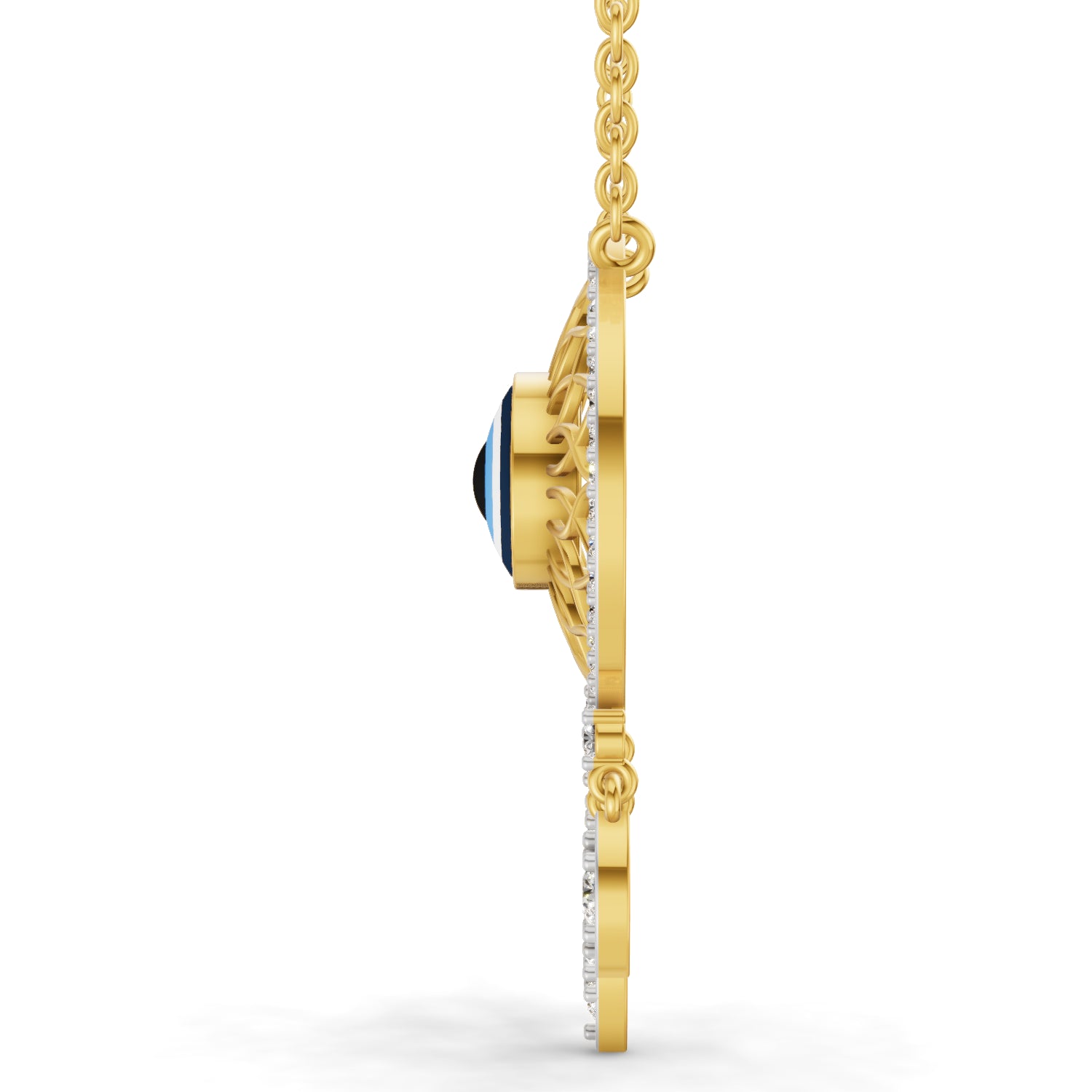 0.93 Carat | 925 Sterling Silver Yellow Gold Plated Evil Eye Necklace