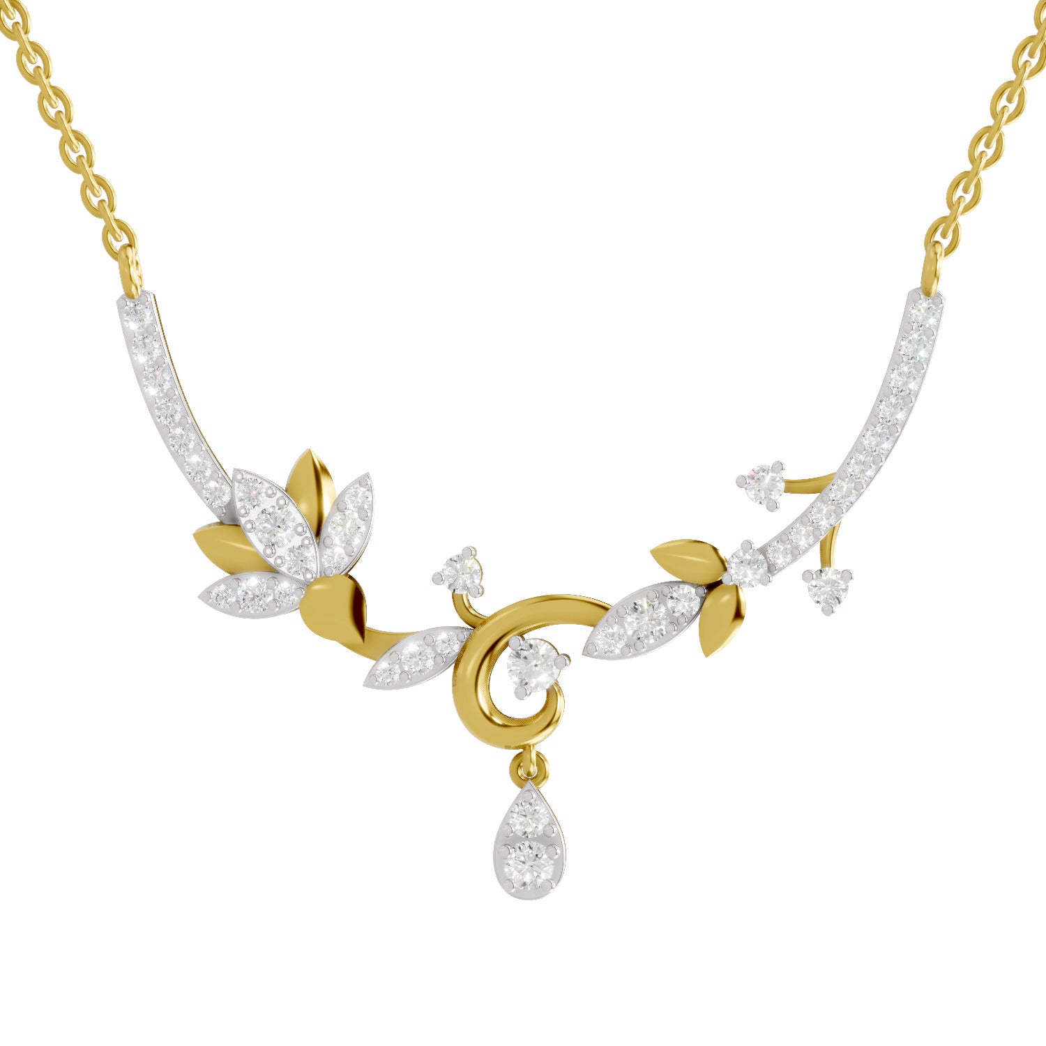 0.85 Carat | 925 Sterling Silver Yellow Gold Plated Lotus Necklace