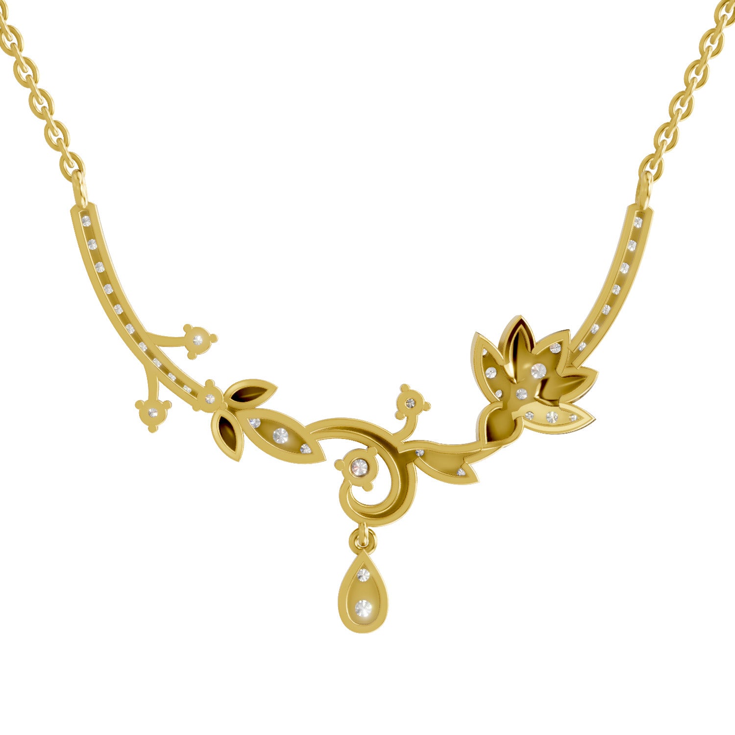 0.85 Carat | 925 Sterling Silver Yellow Gold Plated Lotus Necklace