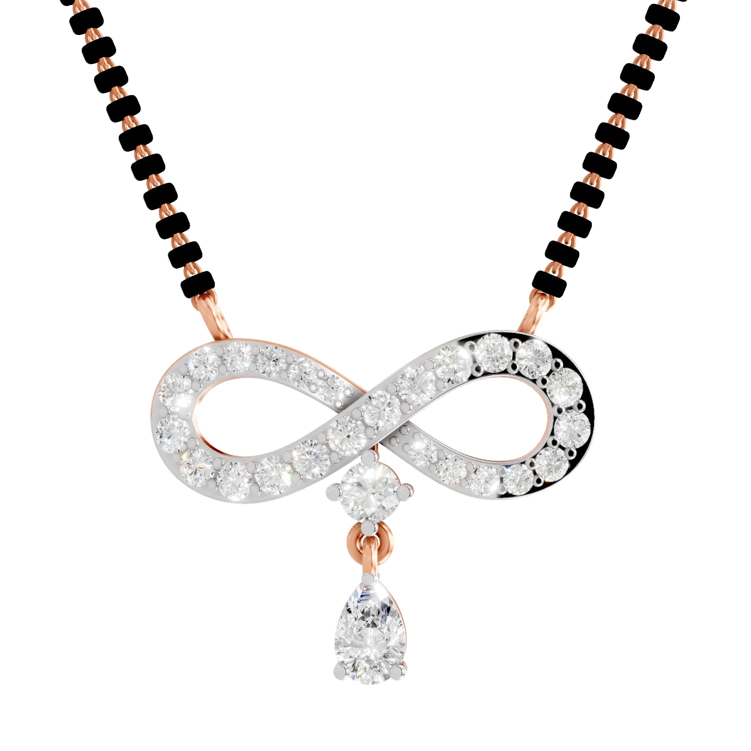 1.35 Carat Pear & Round Shape Diamond Infinity Mangalsutra| 14K Rose Gold