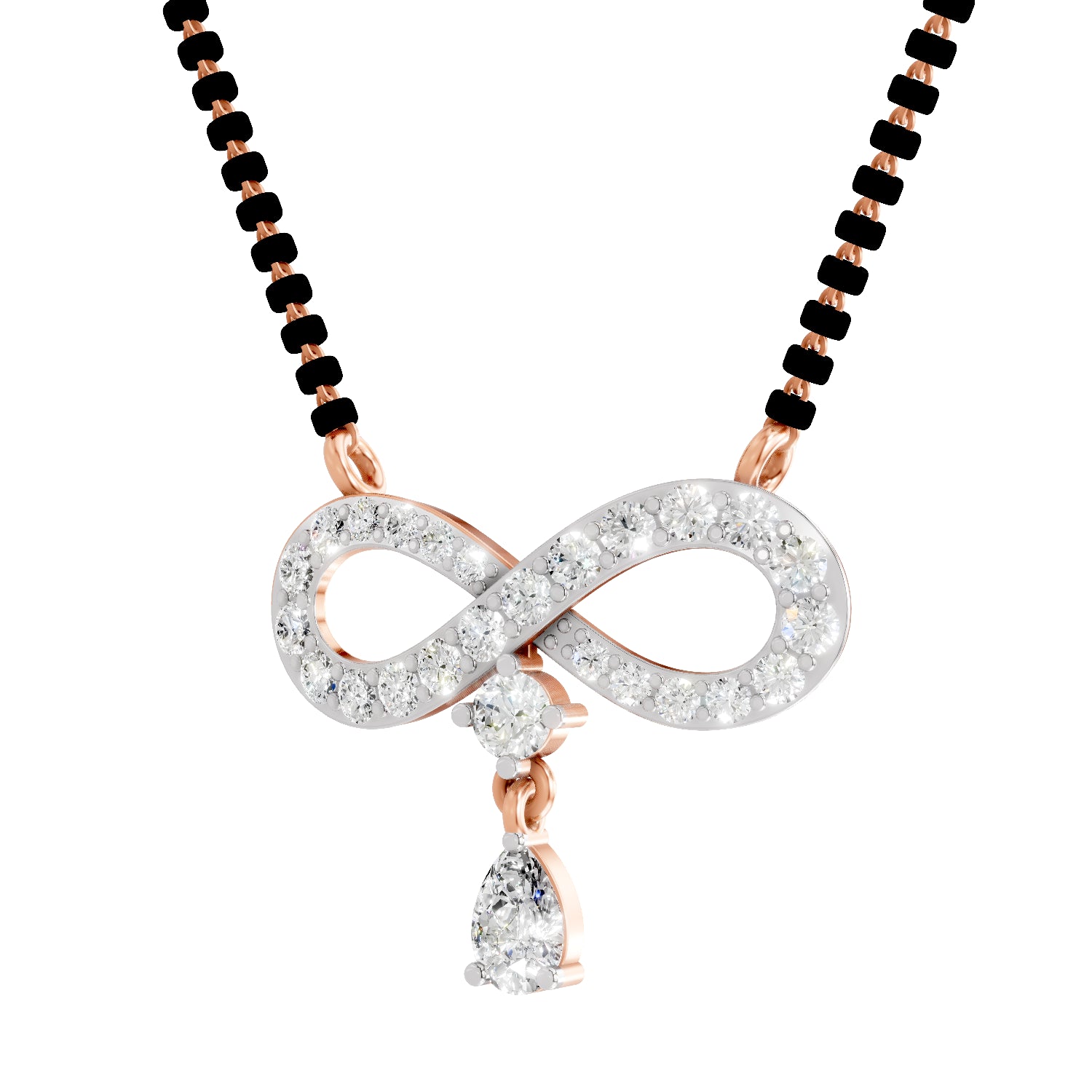 1.35 Carat Pear & Round Shape Diamond Infinity Mangalsutra| 14K Rose Gold