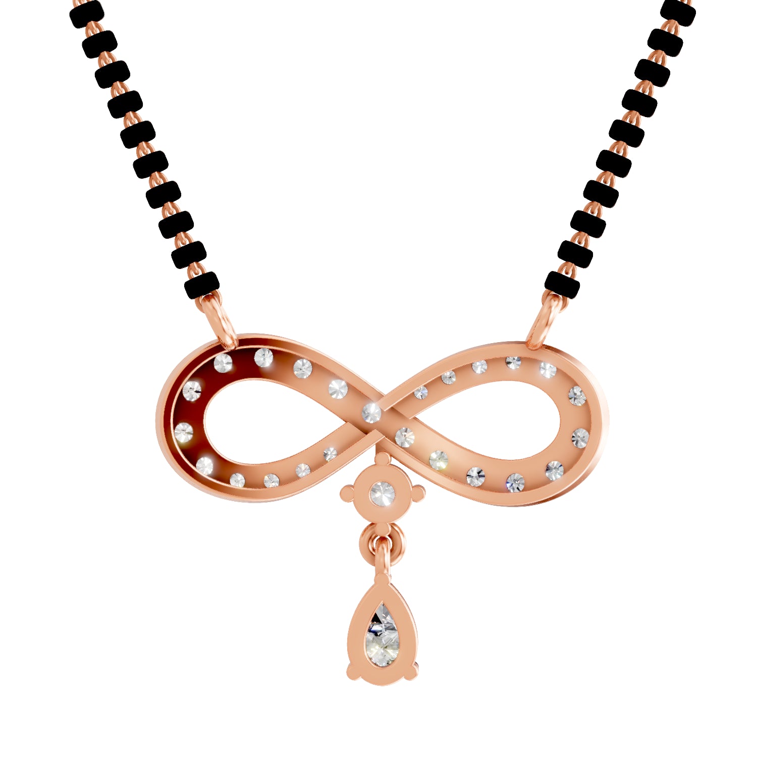 1.35 Carat Pear & Round Shape Diamond Infinity Mangalsutra| 14K Rose Gold