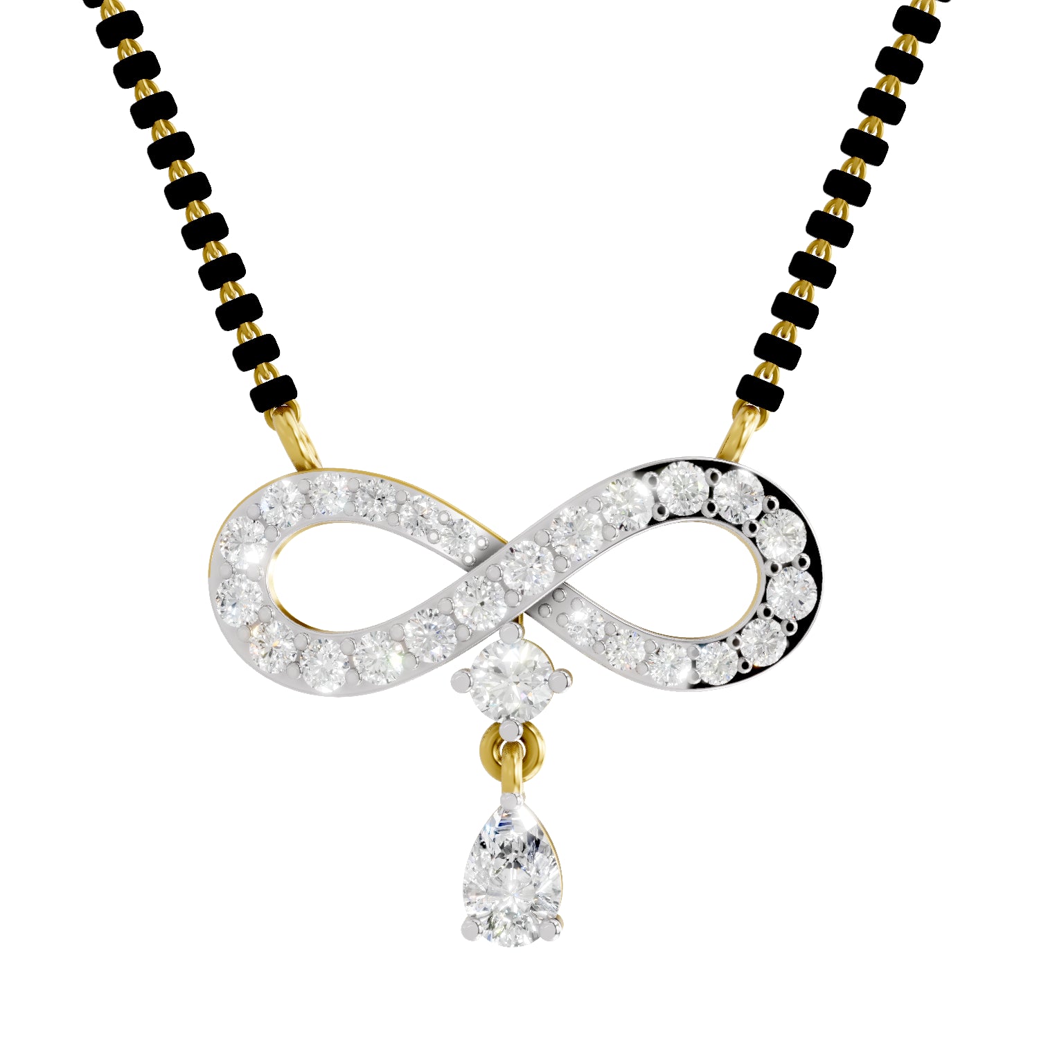 1.35 Carat Pear & Round Shape Diamond Infinity Mangalsutra| 14K Yellow Gold