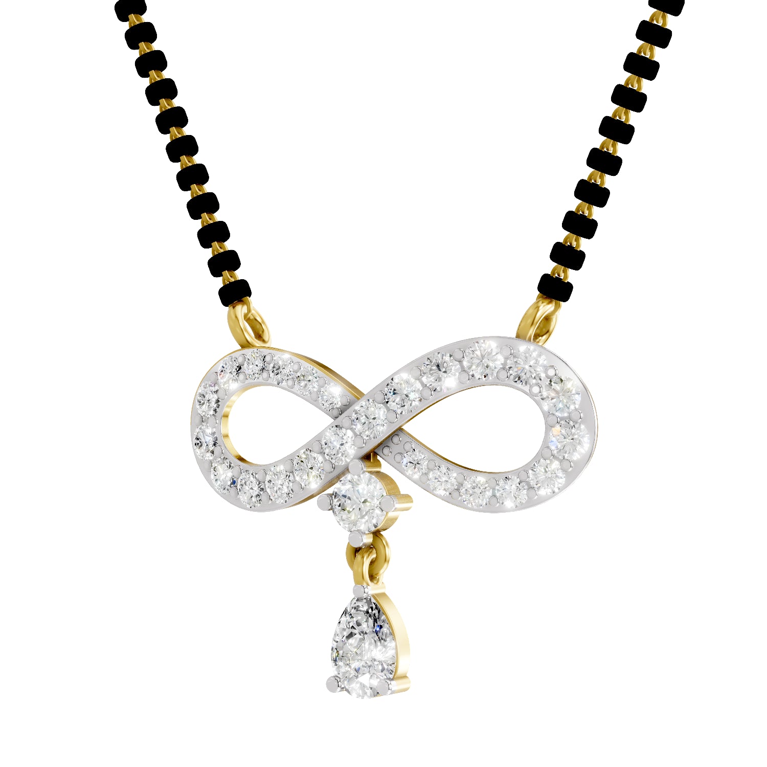 1.35 Carat Pear & Round Shape Diamond Infinity Mangalsutra| 14K Yellow Gold