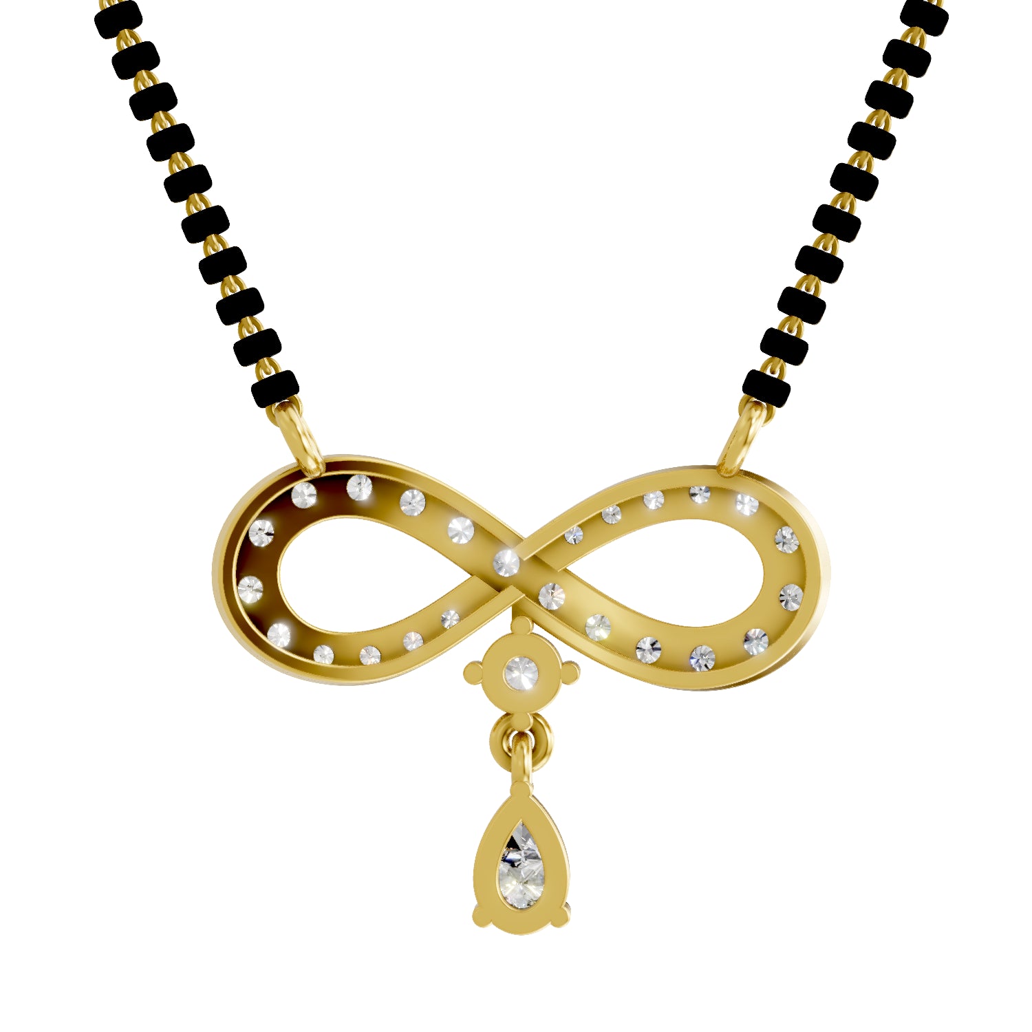 1.35 Carat Pear & Round Shape Diamond Infinity Mangalsutra| 14K Yellow Gold