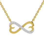 0.25 Ct Round Shape | 925 Sterling Silver Gold Plated Infinity Pendant Necklace