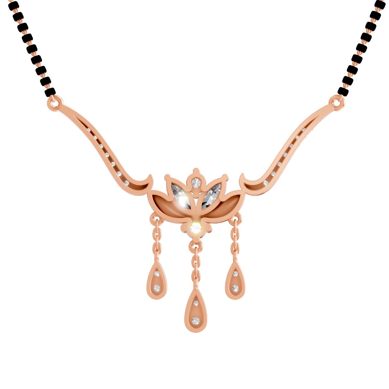 1.34 Carat Marquise & Round Shape Diamond Mangalsutra| 14K Rose Gold