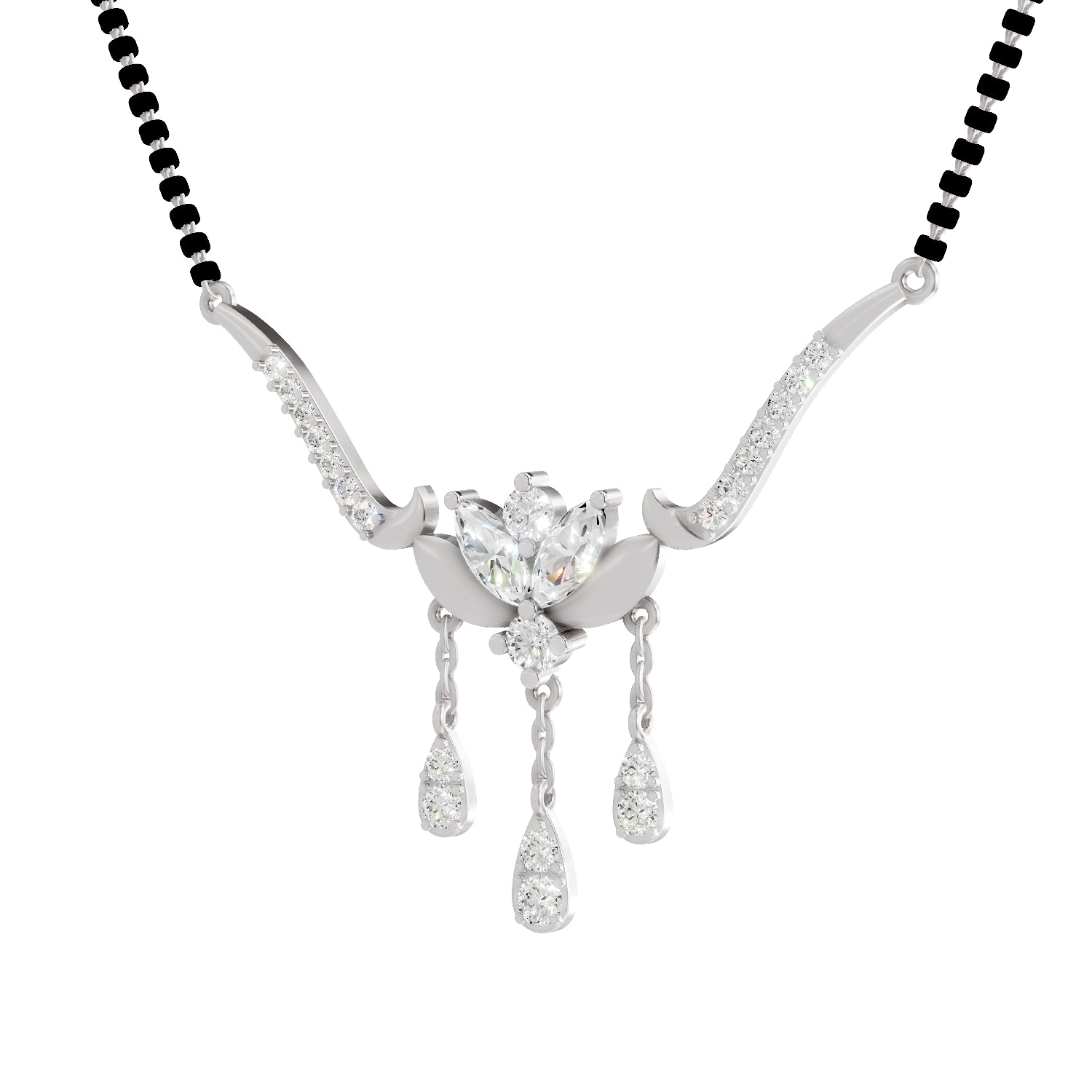1.34 Carat Marquise & Round Shape Diamond Mangalsutra| 14K White Gold