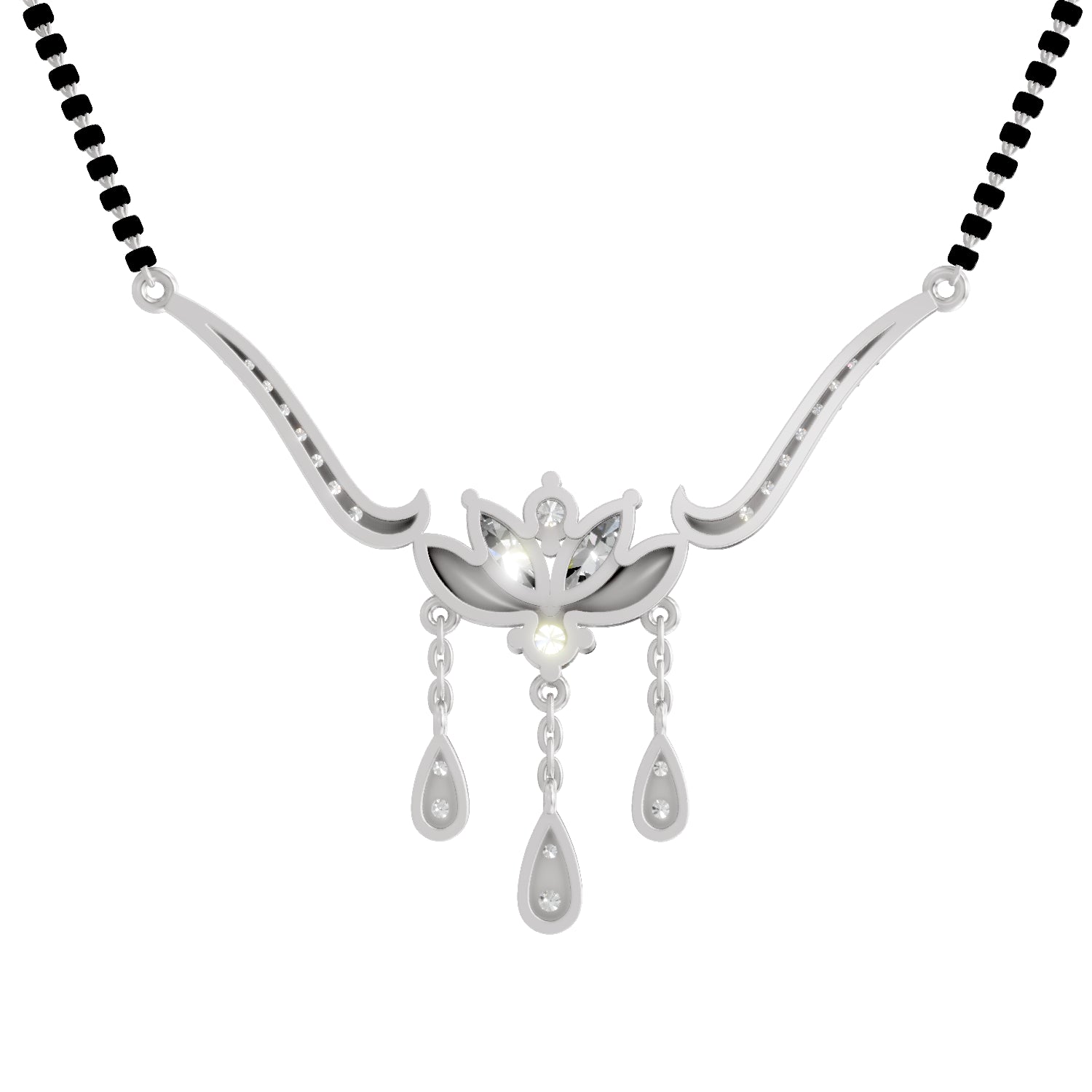 1.34 Carat Marquise & Round Shape Diamond Mangalsutra| 14K White Gold