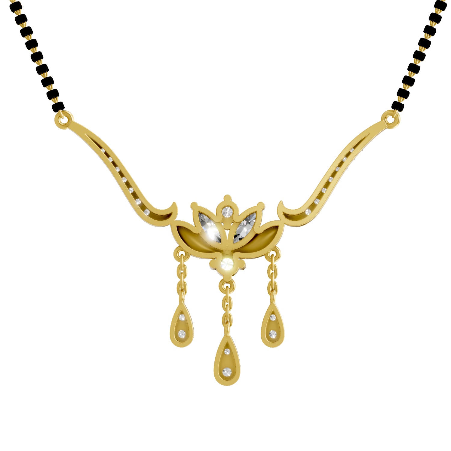 1.34 Carat Marquise & Round Shape Diamond Mangalsutra| 14K Yellow Gold