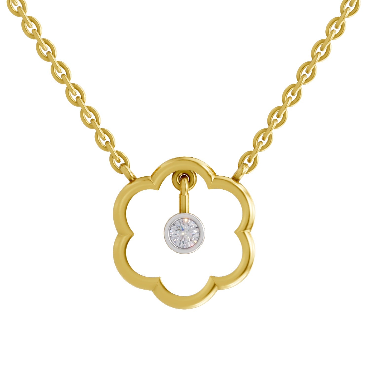 0.11 Carat | 925 Sterling Silver Yellow Gold Plated Flora Shine Necklace