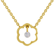 0.11 Carat | 925 Sterling Silver Yellow Gold Plated Flora Shine Necklace