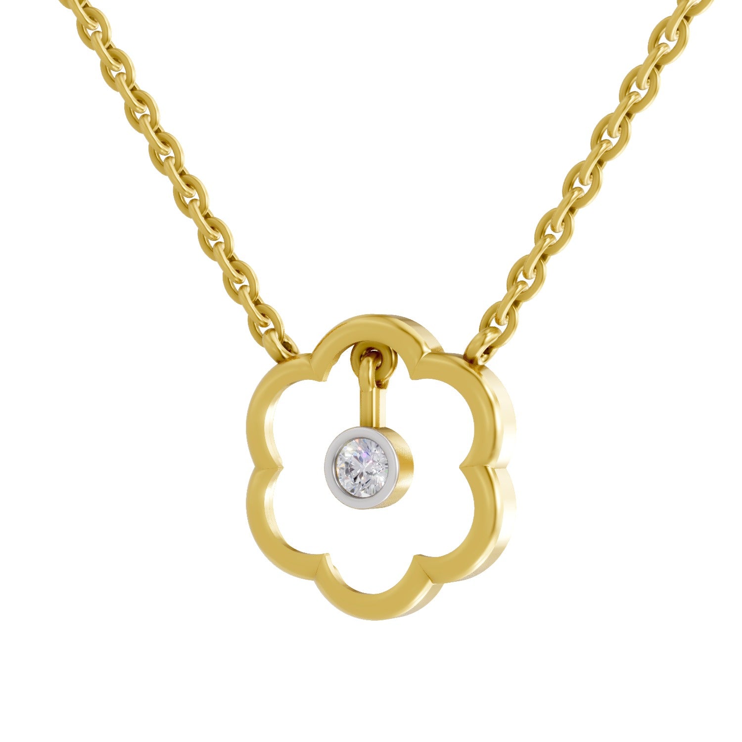 0.11 Carat | 925 Sterling Silver Yellow Gold Plated Flora Shine Necklace