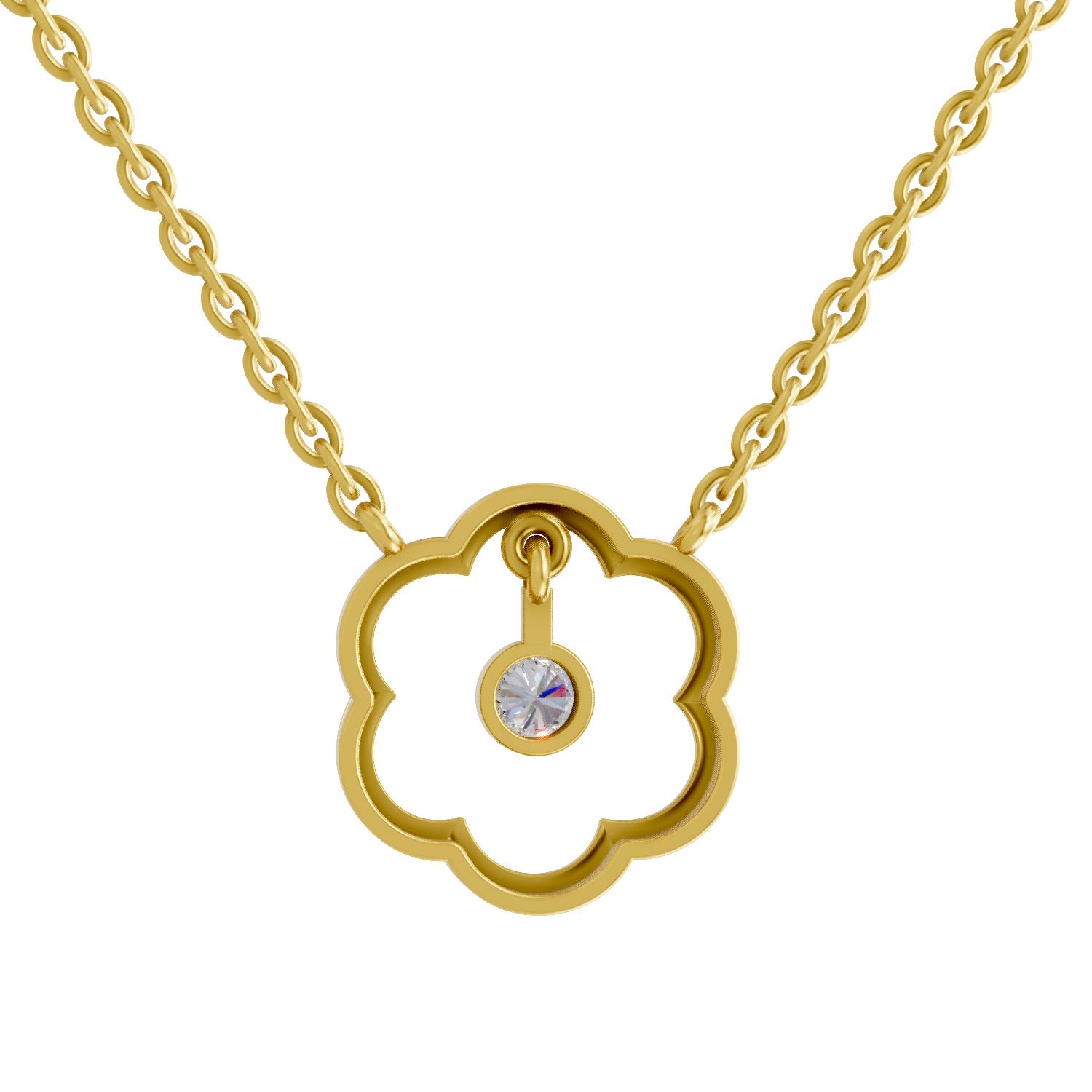 0.11 Carat | 925 Sterling Silver Yellow Gold Plated Flora Shine Necklace