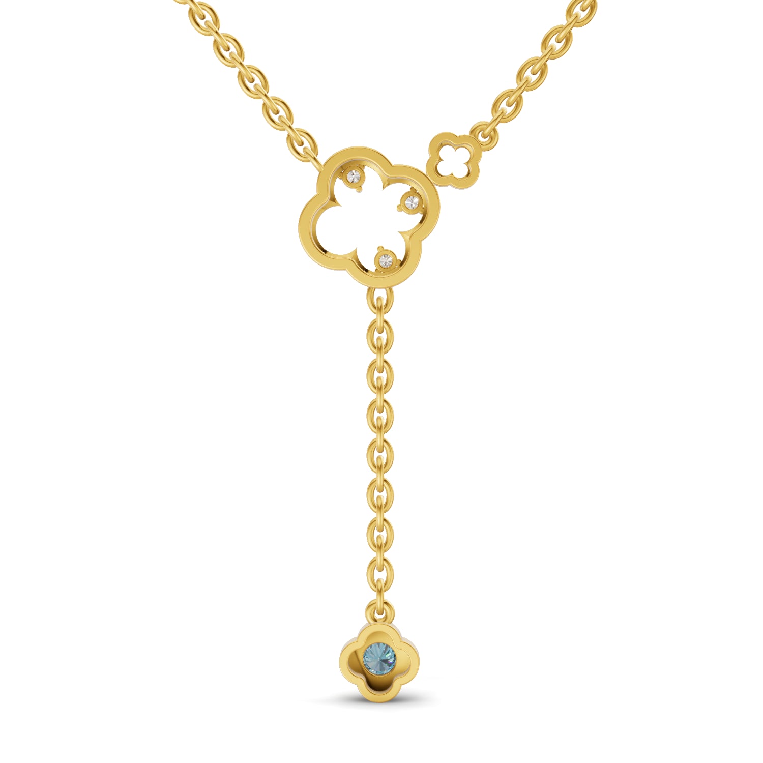 0.11 Carat | 925 Sterling Silver Yellow Gold Plated Floral Necklace