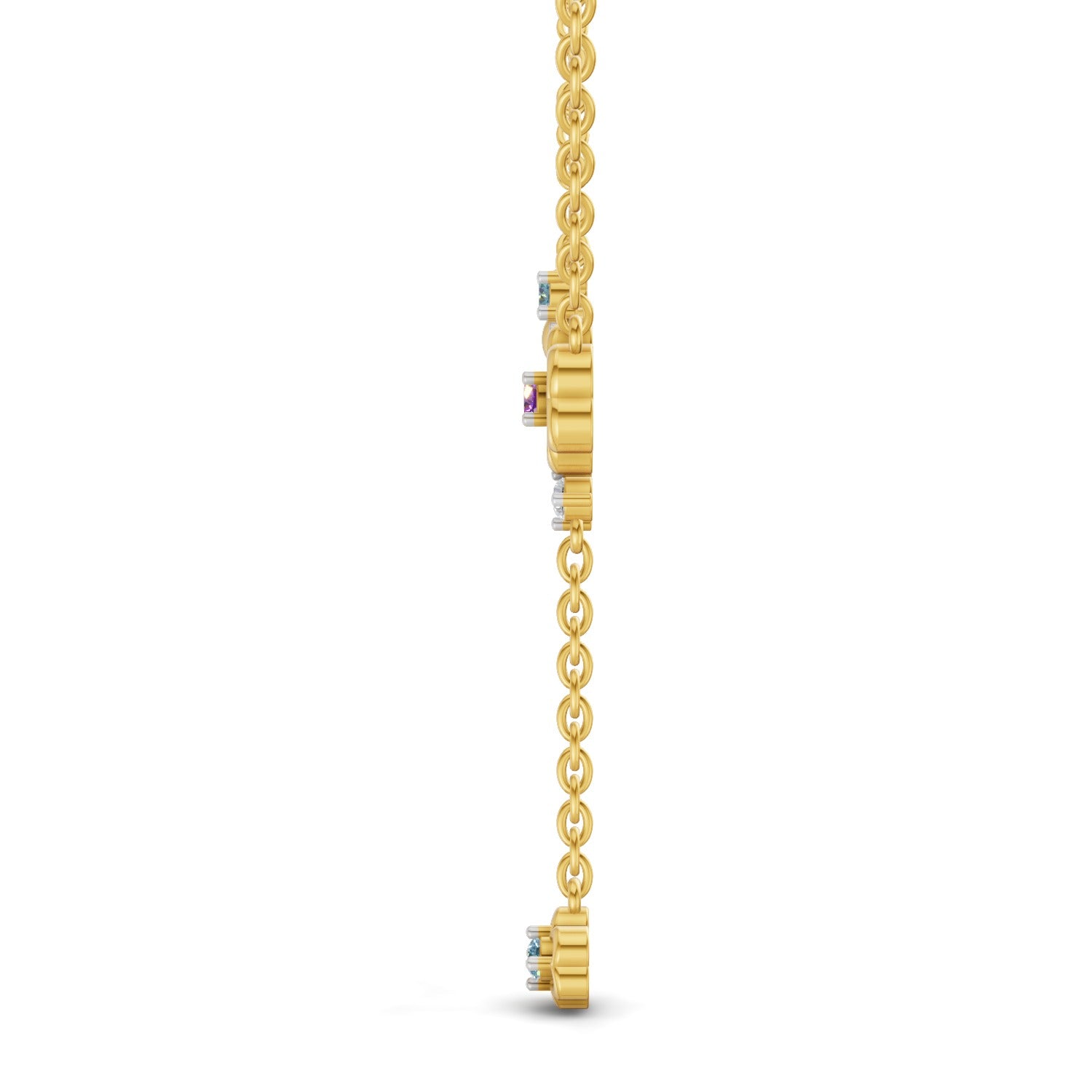 0.07 Carat | 925 Sterling Silver Yellow Gold Plated Floral Necklace