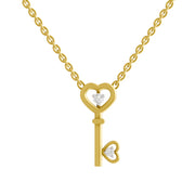 0.08 Ct  | 925 Sterling Silver Yellow Gold Plated Key to Love Necklace