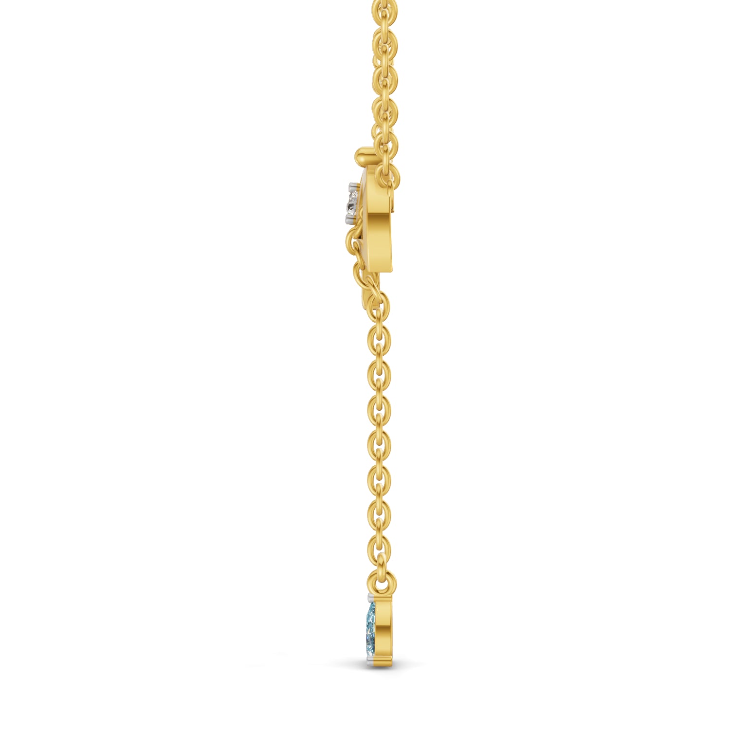 0.07 Carat | 925 Sterling Silver Yellow Gold Plated Raindrop Umbrella Necklace Necklace